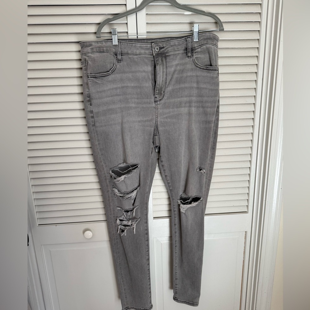 Grey American Eagle Ripped Jean